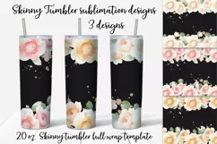 Watercolor roses gold Skinny tumbler wrap design Product Image 1