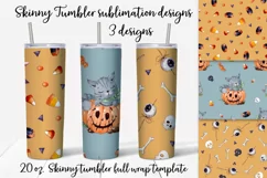 Halloween party cats Skinny tumbler wrap design Product Image 1