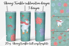 Christmas polar bear Skinny tumbler wrap design Product Image 1