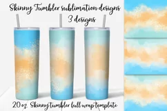 Nautical watercolor and gold Skinny tumbler wrap design Product Image 1