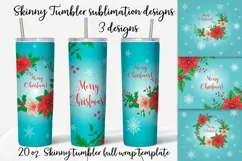 Christmas Poinsettia Skinny tumbler wrap design Product Image 1