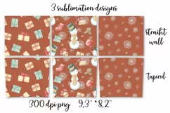 Christmas cute snowman Skinny tumbler wrap design Product Image 2