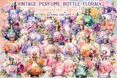 Vintage Perfume Bottles Floral Sublimation Clipart Product Image 1
