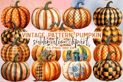 Vintage Pattern Pumpkin Sublimation Clipart Product Image 1