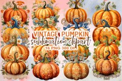 Vintage Pumpkin Sublimation Clipart Product Image 1