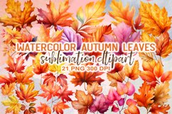Watercolor Autumn Leaves Sublimation Clipart Product Image 1