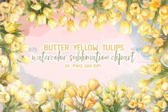 Watercolor Butter Yellow Tulips Sublimation Cliparts Product Image 1