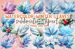 Watercolor Winter Leaves Sublmation Clipart Product Image 1
