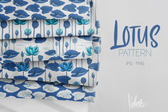 A set of seamless patterns with lotuses. 12 variations. Product Image 1