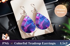 Abstract Earring PNG, Holographic Teardrop Sublimation Product Image 1