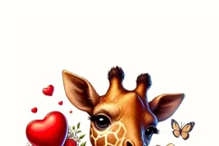 Valentine Giraffe PNG, Watercolor Design for Crafting Product Image 2