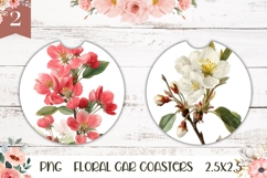 Art Flowers Car Coaster Template, Watercolor Flowers Coaster Product Image 1
