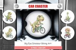 Big Eye Dinosaur Biking Art Car Coaster Product Image 1