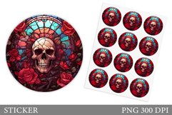 Stained Glass Scull Sticker. Halloween Scull Sticker Design Product Image 1