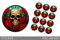 Halloween Scull Sticker Design. Stained Glass Scull Sticker Product Image 1