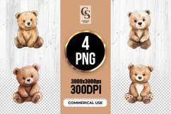 Cute Baby Bear Watercolor Clipart Sublimation PNG Product Image 1