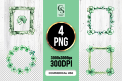Watercolor Shamrock Frame Clipart Sublimation PNG Product Image 1