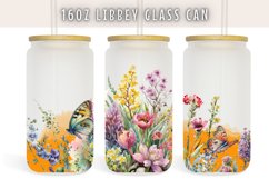 Summer Flower Watercolor 16oz Libby Glass Can Wrap Product Image 1