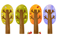 Four Seasons Trees Clipart Set, Hand-Drawn Product Image 1