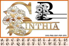 Daisy Monogram Split Letters SVG Laser Cut Files, Font SVG Product Image 1