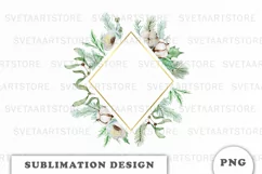 Watercolor Christmas Floral Frame png Product Image 1