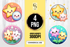 Cute Kawaii Star with Smiling Clipart Sublimation PNG Product Image 1