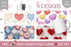Knitted Love Hearts Mug Wraps, Love Mug Sublimation Designs Product Image 1