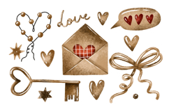 Vintage Valentines Day Element Set. Love Theme Simple Product Image 1