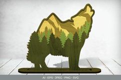 Wolf & Pine Forest 3D Layered Laser Cutting with Stand Base Product Image 1