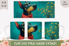 Doberman Mug Design, Floral Mug Wrap, Doberman pinscher Dog Product Image 1
