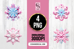 Pastel 3d Cut Snowflake Ornament PNG Product Image 1