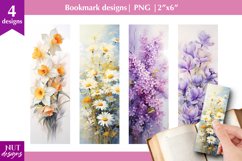 Printable Floral bookmark, Spring flowers image Product Image 1