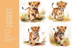 Watercolor cute lion cub clipart sublimation png Product Image 1