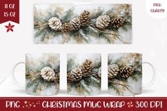 Watercolor Christmas Mug Template, Christmas Pine Cone Mug Product Image 1