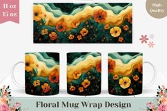 3D Flowers Mug Wrap Design, Floral Mug Template Product Image 1