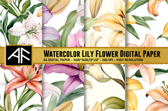 Watercolor Lily Flower Digital Paper Product Image 1