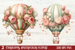 Christmas Hot Air Balloon Clipart, Christmas Hot Air Product Image 2
