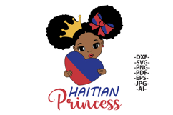 Haitian Princess Afro Girl Clipart SVG PNG JPG Cute Hait Product Image 1