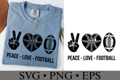 Peace Love Football Svg | Game Day Svg | Shirt Svg Product Image 2