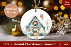 Watercolor Christmas Ornament, Winter House Ornament Design Product Image 1