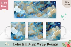 Night Sky Mug Wrap Design, Glitter Stars Mug Sublimation Product Image 1