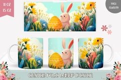 Colorful Easter Eggs Mug Design, Easter Animals Mug Wrap Product Image 1