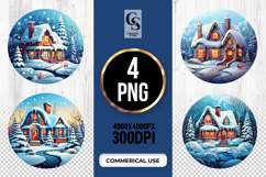 Winter Cottage Clipart Sublimation PNG Product Image 1