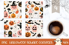 Doodle Halloween Square Coasters, Bats Coasters Product Image 1