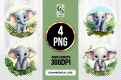 Cute Baby Elephant Clipart Sublimation PNG Product Image 1