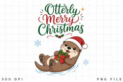 Cute Christmas Otter PNG,Otterly Merry Christmas Sublimation Product Image 5