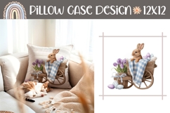 Purple Tulips Pillow Case Design, Easter Bunny Pillow PNG Product Image 1