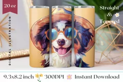 Summer Tumbler Sublimation, Dog In Sunglasses Tumbler Wrap Product Image 1