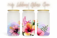 Watercolor Flowers Coffee 16oz Libby Glass Can Tumbler Wrap Product Image 1