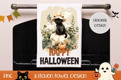 Happy Halloween Towel, Watercolor Halloween Dish Towel Product Image 1